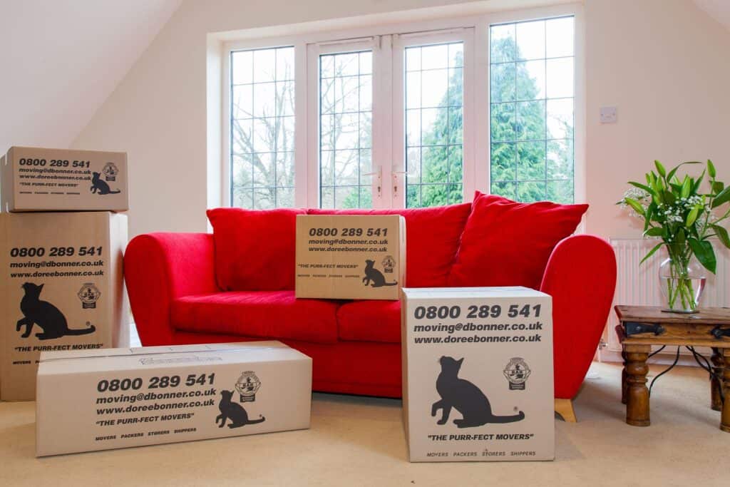 Doree Bonner boxes in a living room