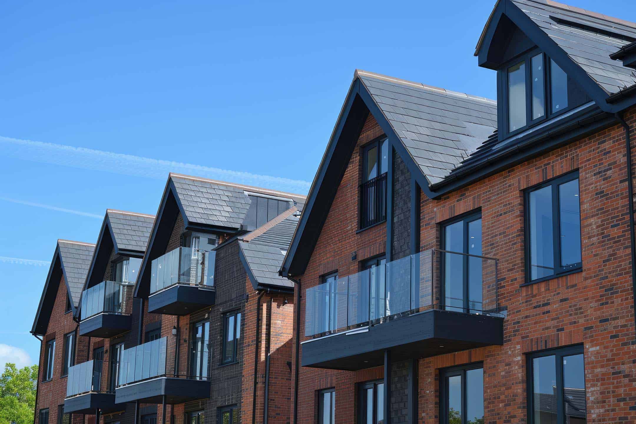 High shot of UK new build homes